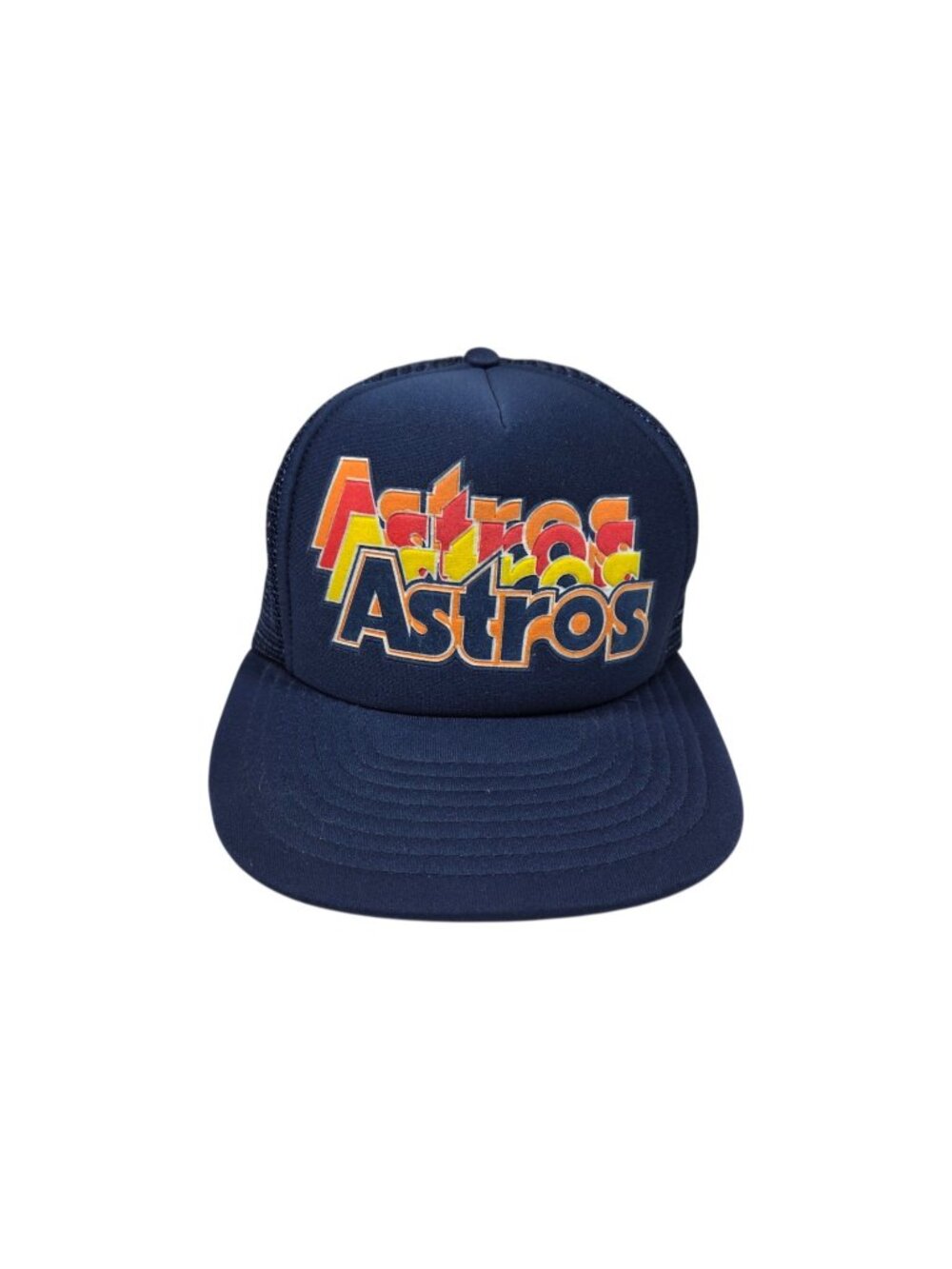 Vintage Houston Astros Rainbow Trucker Hat Snapback Blue MLB Constanzo Caps